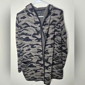 Women's Rachel Zoe Hooded Camo Cardigan, Size Medium